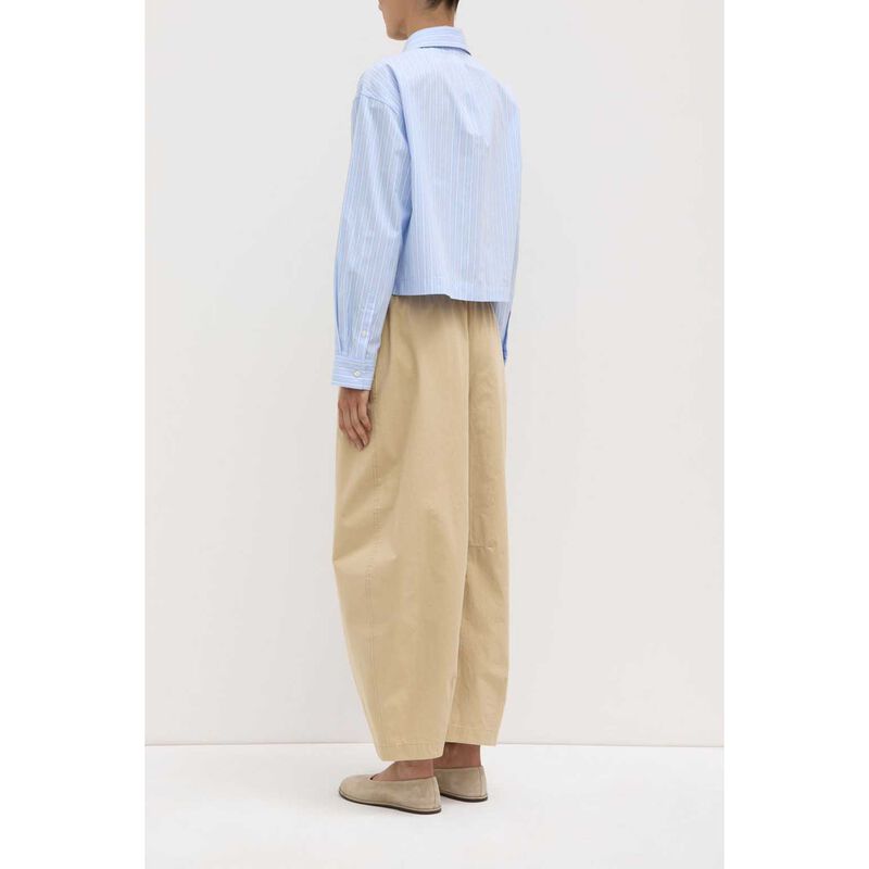 Assembly Label Tessa Poplin Cropped Long Sleeve Shirt Blue Stripe image number 1